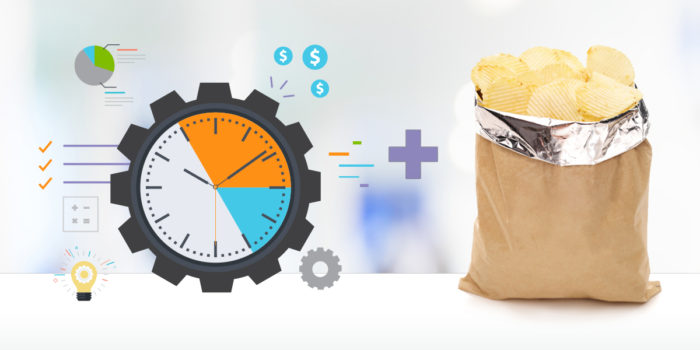An illustration to depict that PointClickCare's EHR is all that and a bag of chips