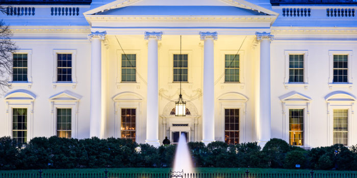 The front of the white house