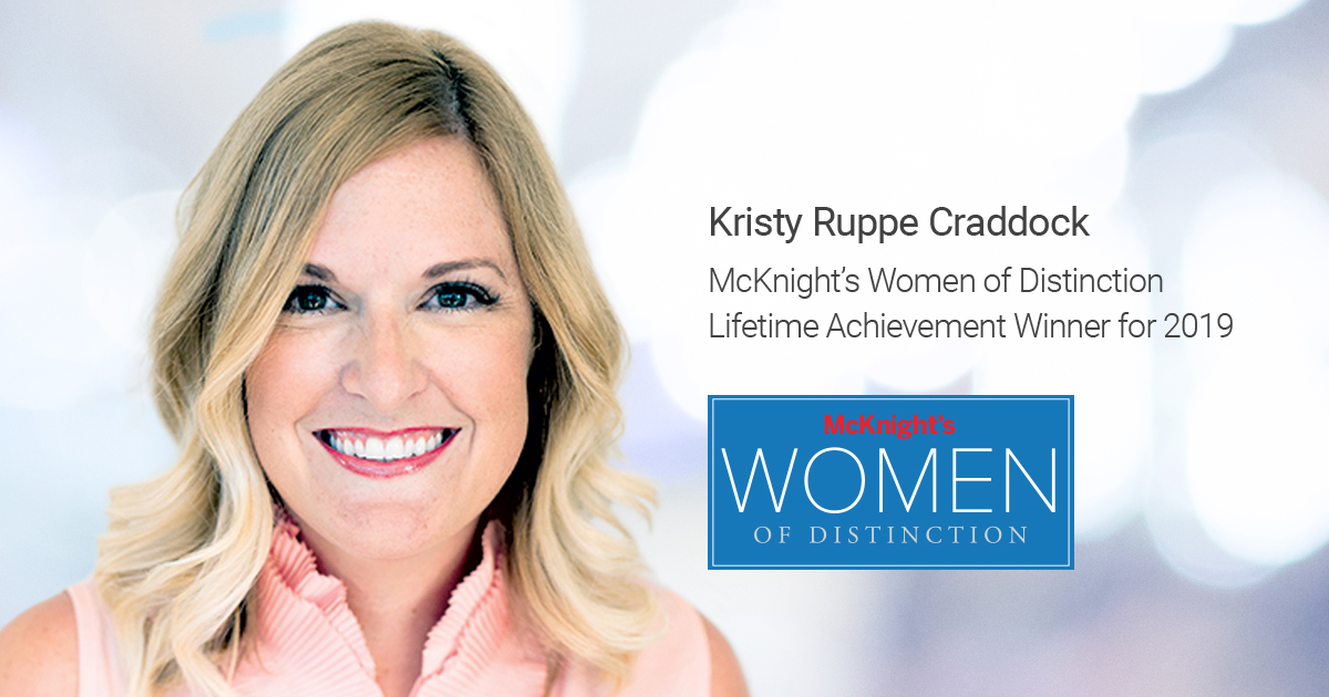 Kristy Ruppe Craddock, McKnight's Women of Distinction Lifetime Achievement Winner for 2019