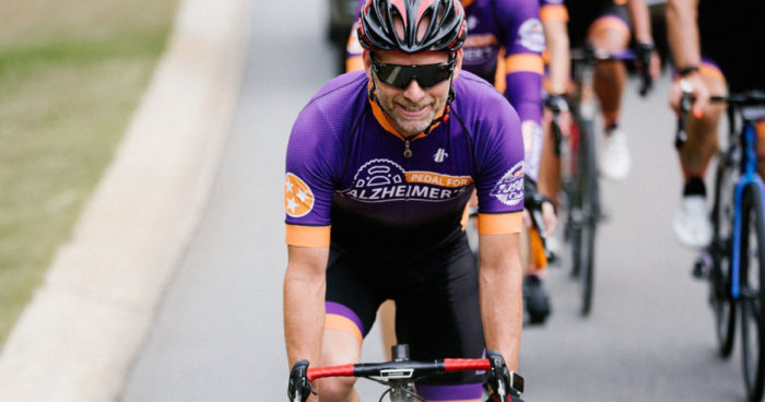 PointClickCare President Dave Wessinger cycles for Pedal for Alzheimer's charity ride.