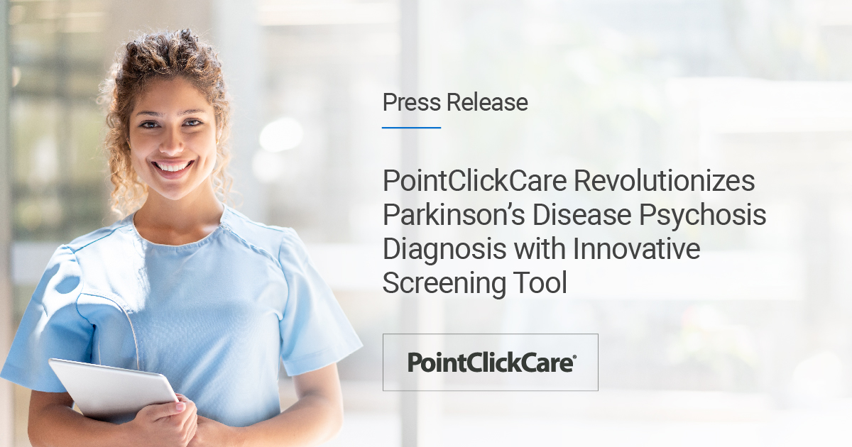 A nurse holding a tablet device. Parkinson's screening tool press release