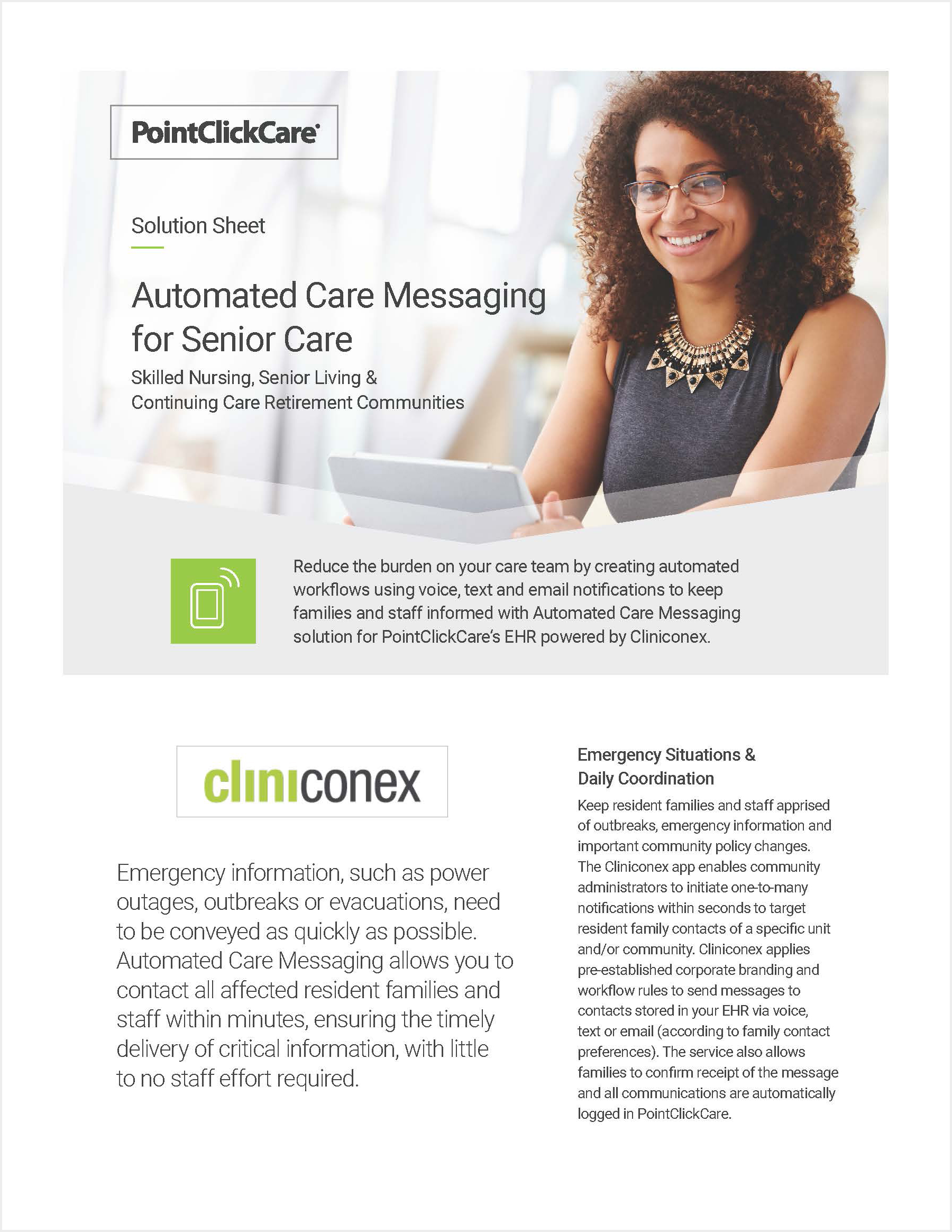 Automated Care Messaging Cliniconex Solution Sheet Cover