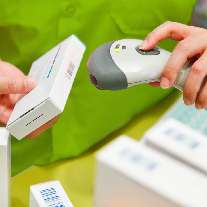 Closeup medication scanning barcode