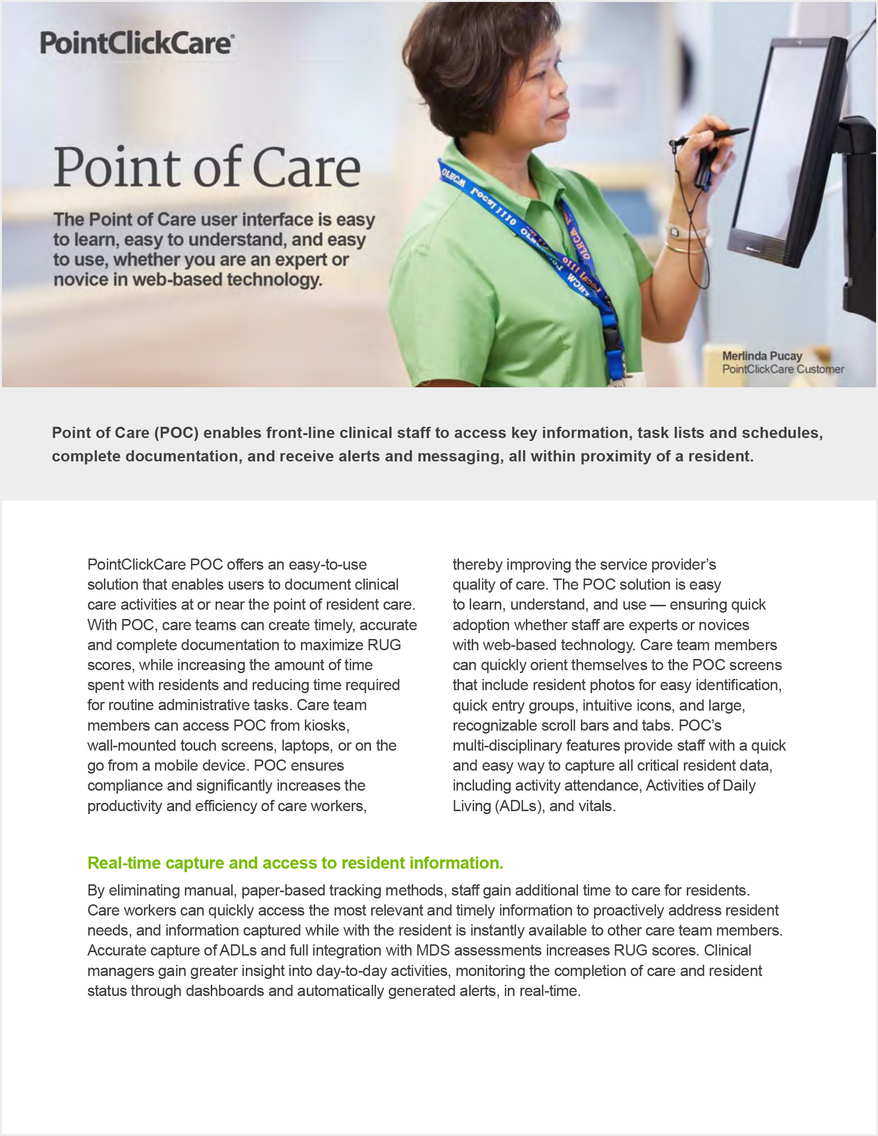 Point Of Care POC Solution Sheet PointClickCare