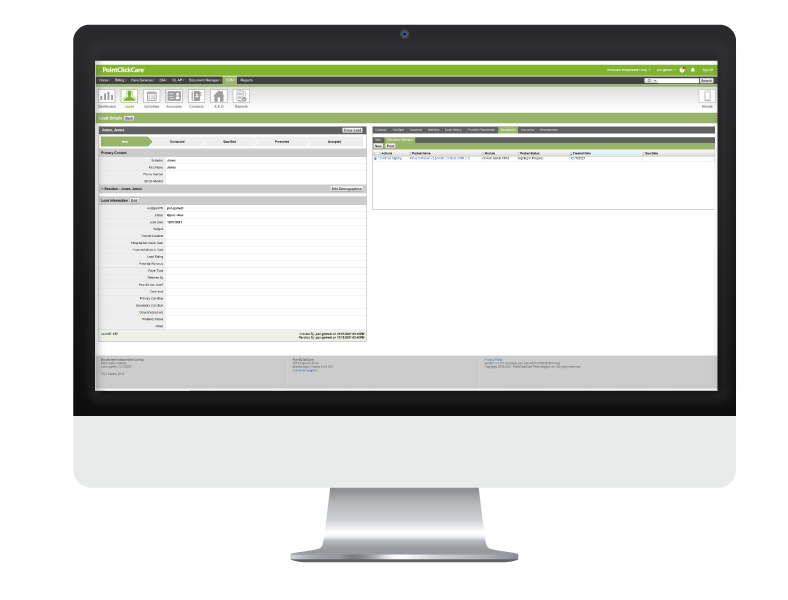 PointClickCare senior living CRM product screenshot