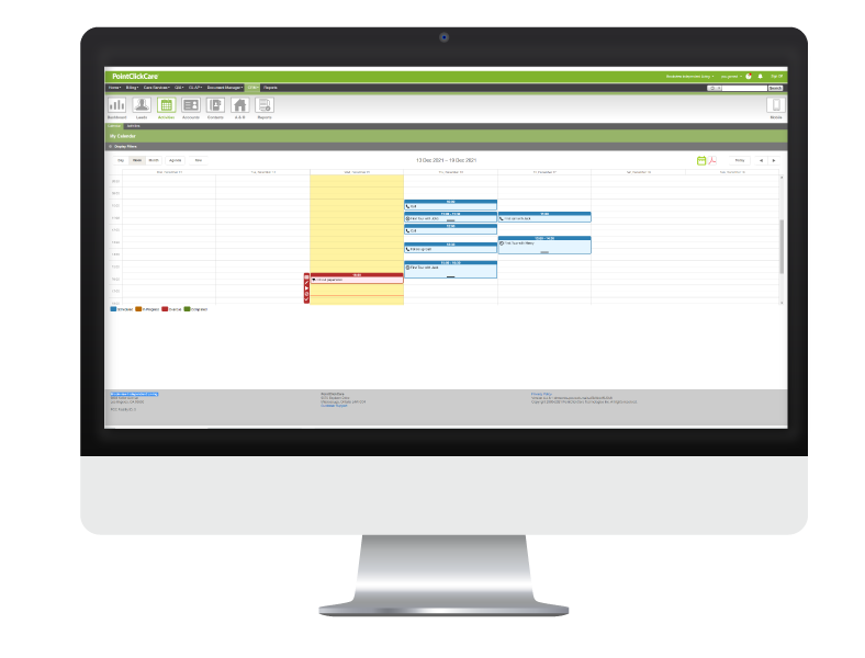 PointClickCare senior living CRM staff scheduling product screenshot