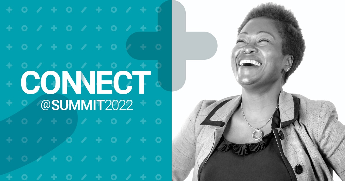 Connect at Summit 2022 press release banner of a woman looking slightly upwards while laughing