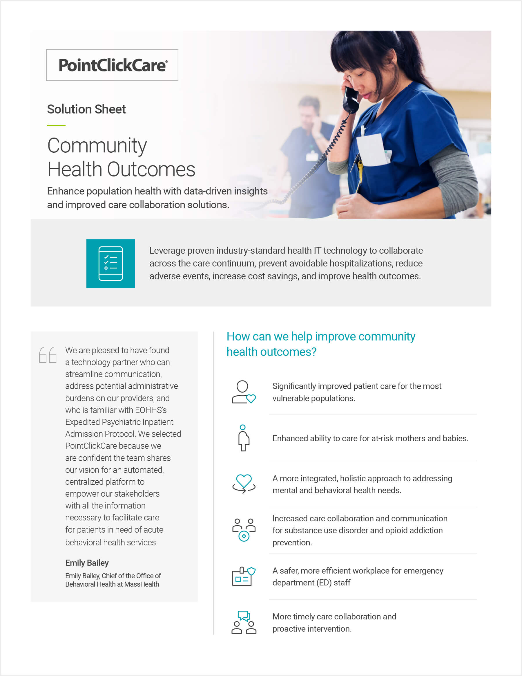Thumbnail for the Community Health Outcomes solution sheet